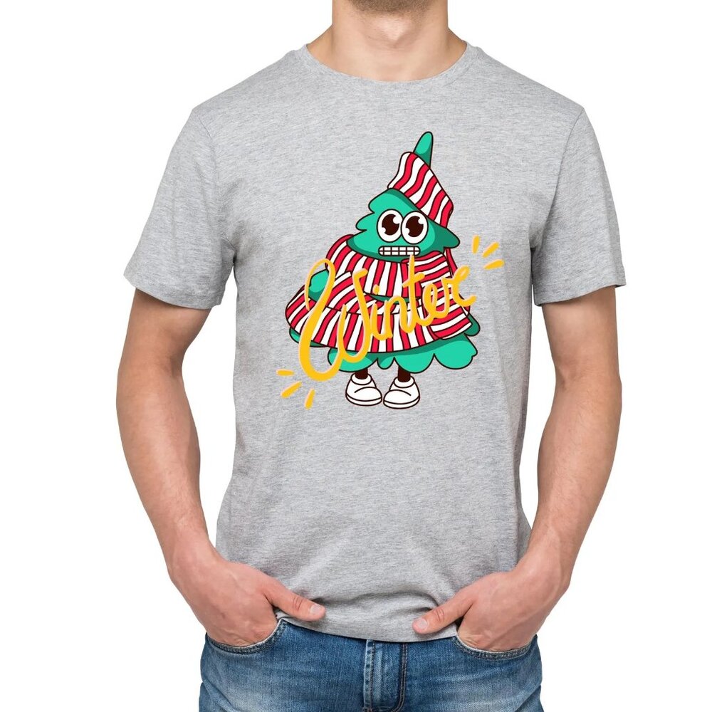 Funny Christmas Tree T-Shirt | Green Winter Holiday Tee with Festive Scarf Desig